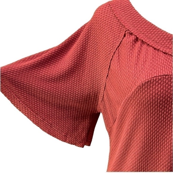 Heyson Women’s Top Waffle Texture Rust 3-Botton S. Sleeve Hi-Lo Size-L NWT - Picture 12 of 12